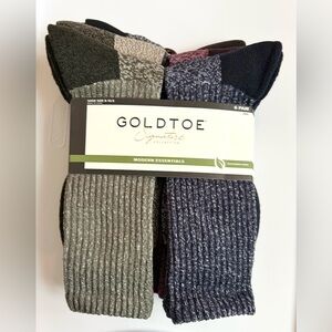 Gold Toe Modern Essentials Ribbed Crew Socks - Gray, Black, Blue